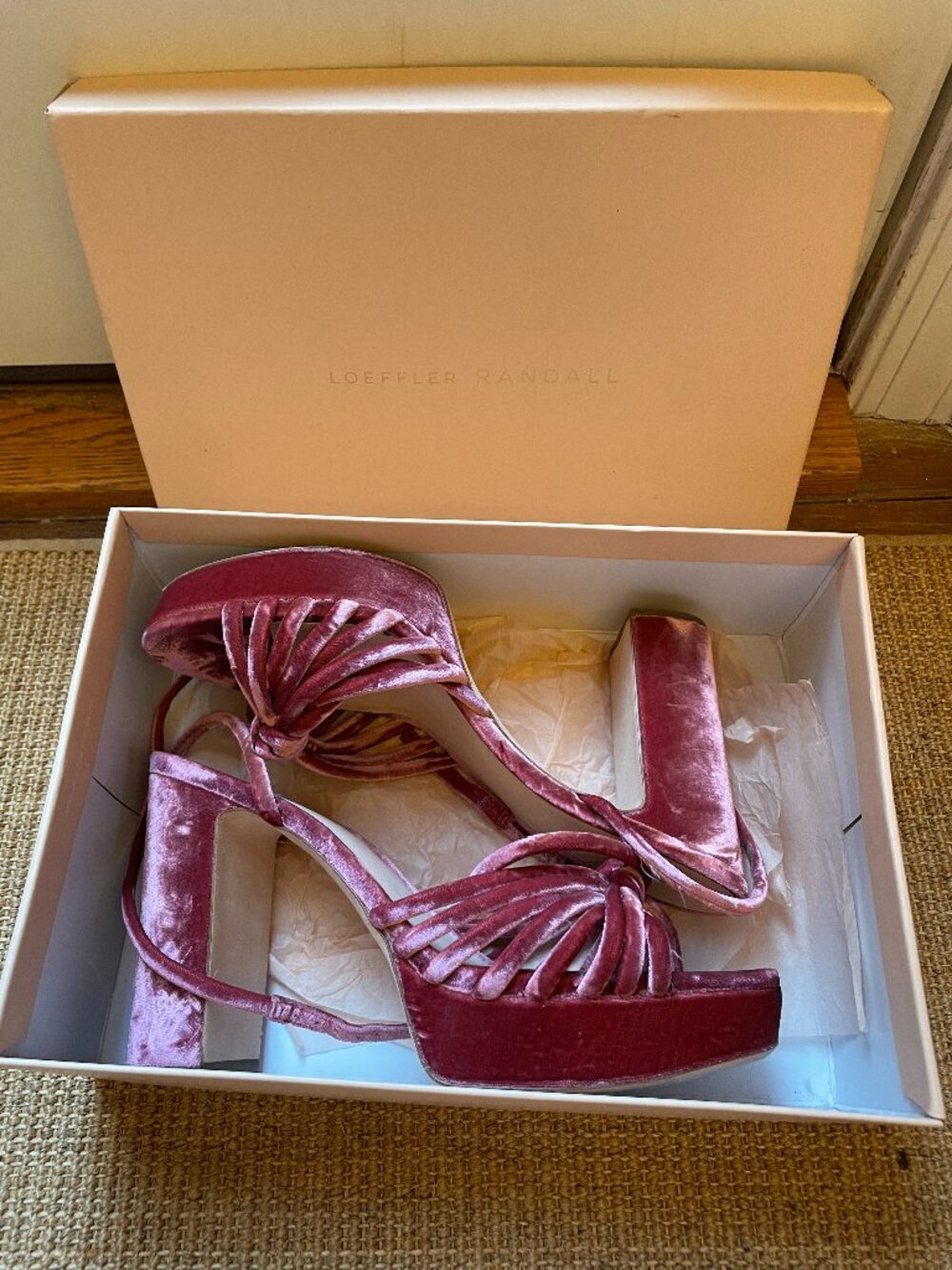 Loeffler Randall Rivka Pink Velvet Platform Sandal size 11